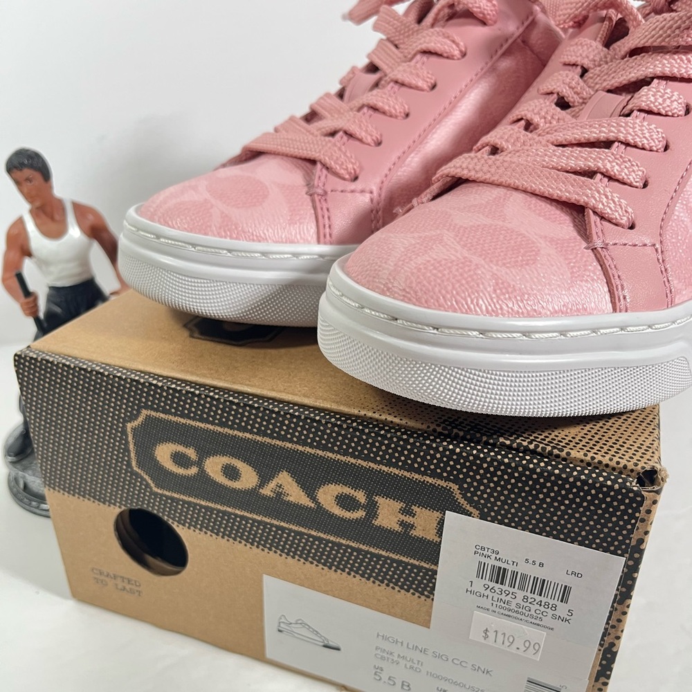 Coach High Line Sneaker Woman's Signature Canvas Powder Pink NWT - Picture 2 of 8